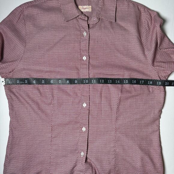 Vintage Ingram Italian Cotton Button Up Shirt Mens 48 Burgundy Geometric EU Made - Picture 8 of 16